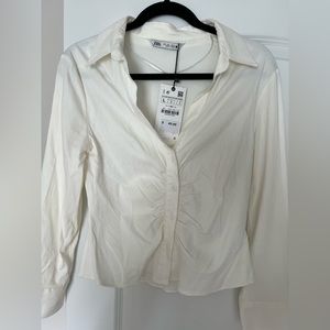 Zara, ruched button top, NWT.
